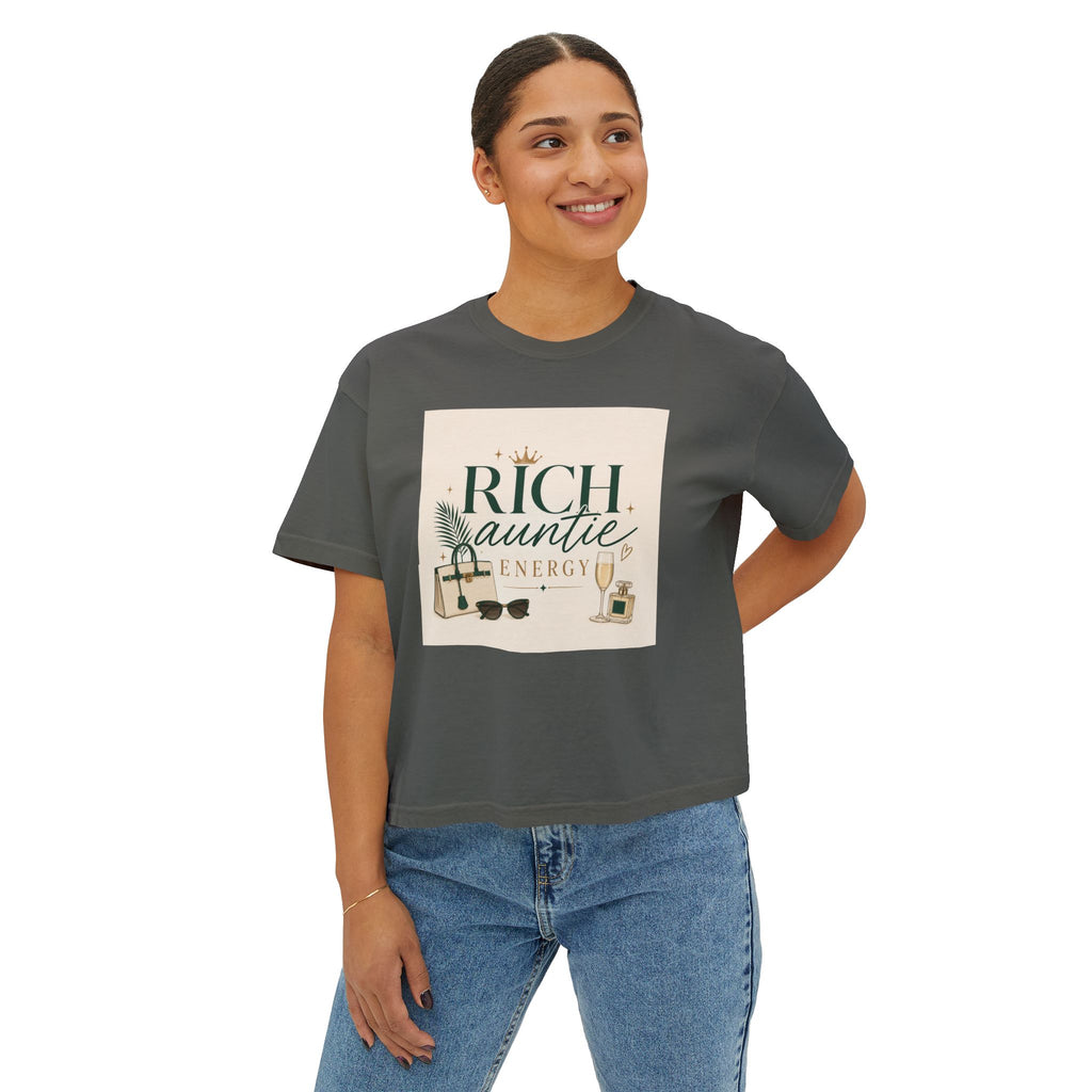 Rich Auntie Energy Boxy Tee — Women's Casual Graphic T-Shirt