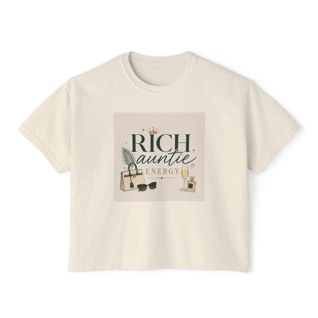 Rich Auntie Energy Boxy Tee — Women's Casual Graphic T-Shirt