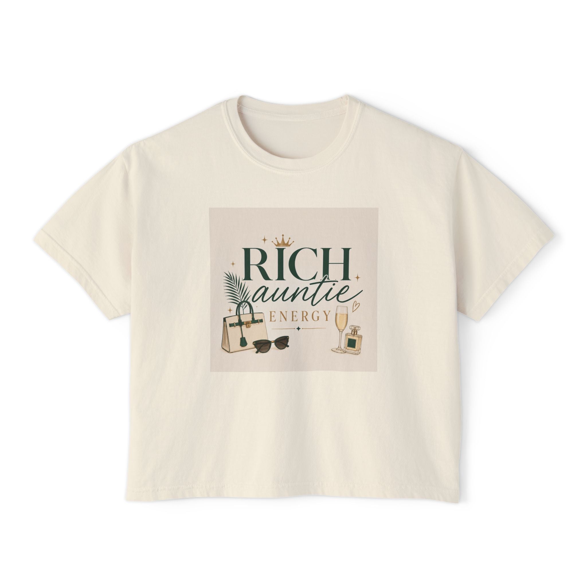 Rich Auntie Energy Boxy Tee — Women's Casual Graphic T-Shirt
