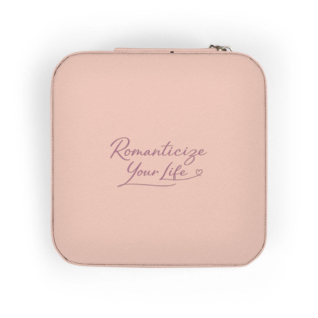 Travel Jewelry Case — Compact Rose Gold Jewelry Organizer with Ring Slots & Compartments