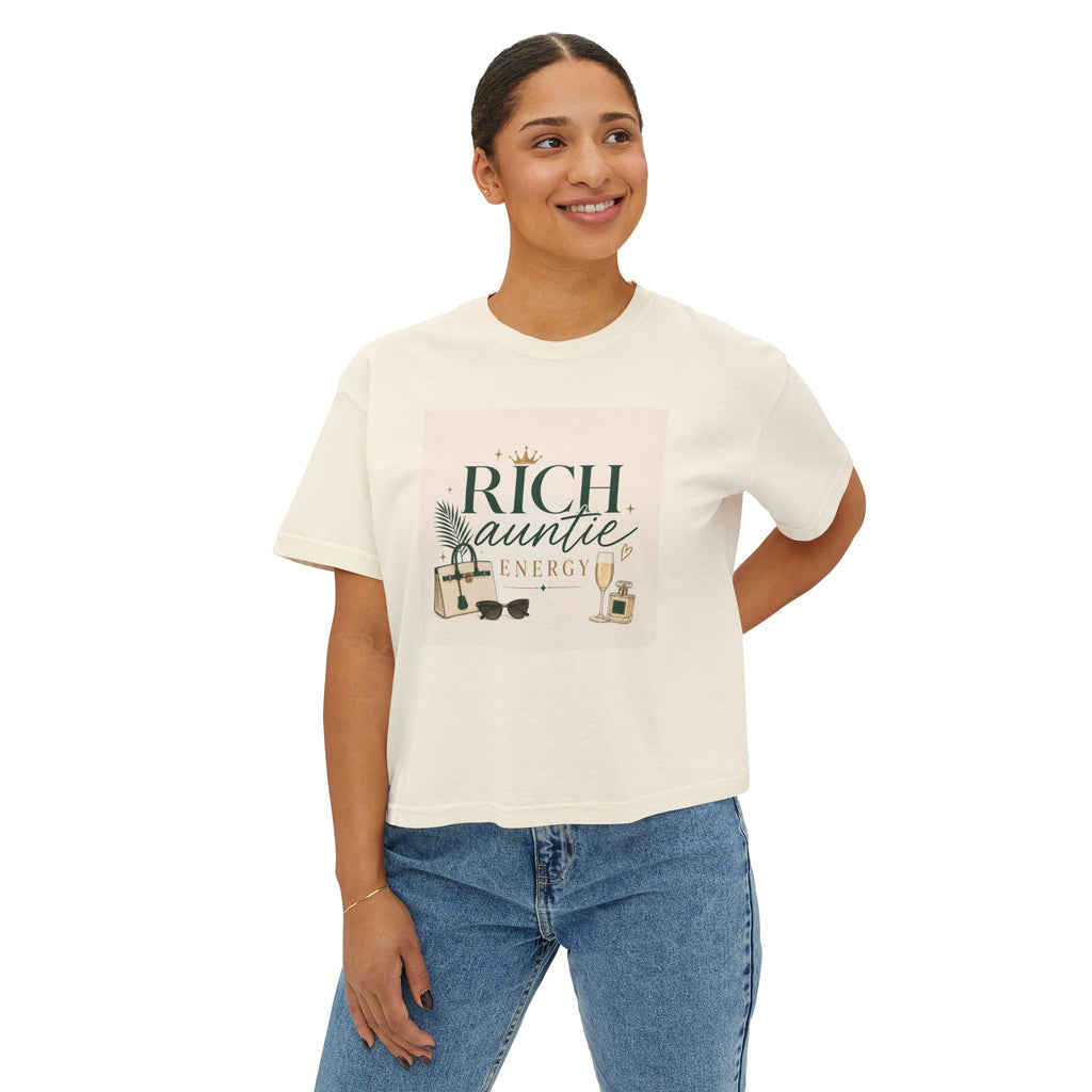 Rich Auntie Energy Boxy Tee — Women's Casual Graphic T-Shirt