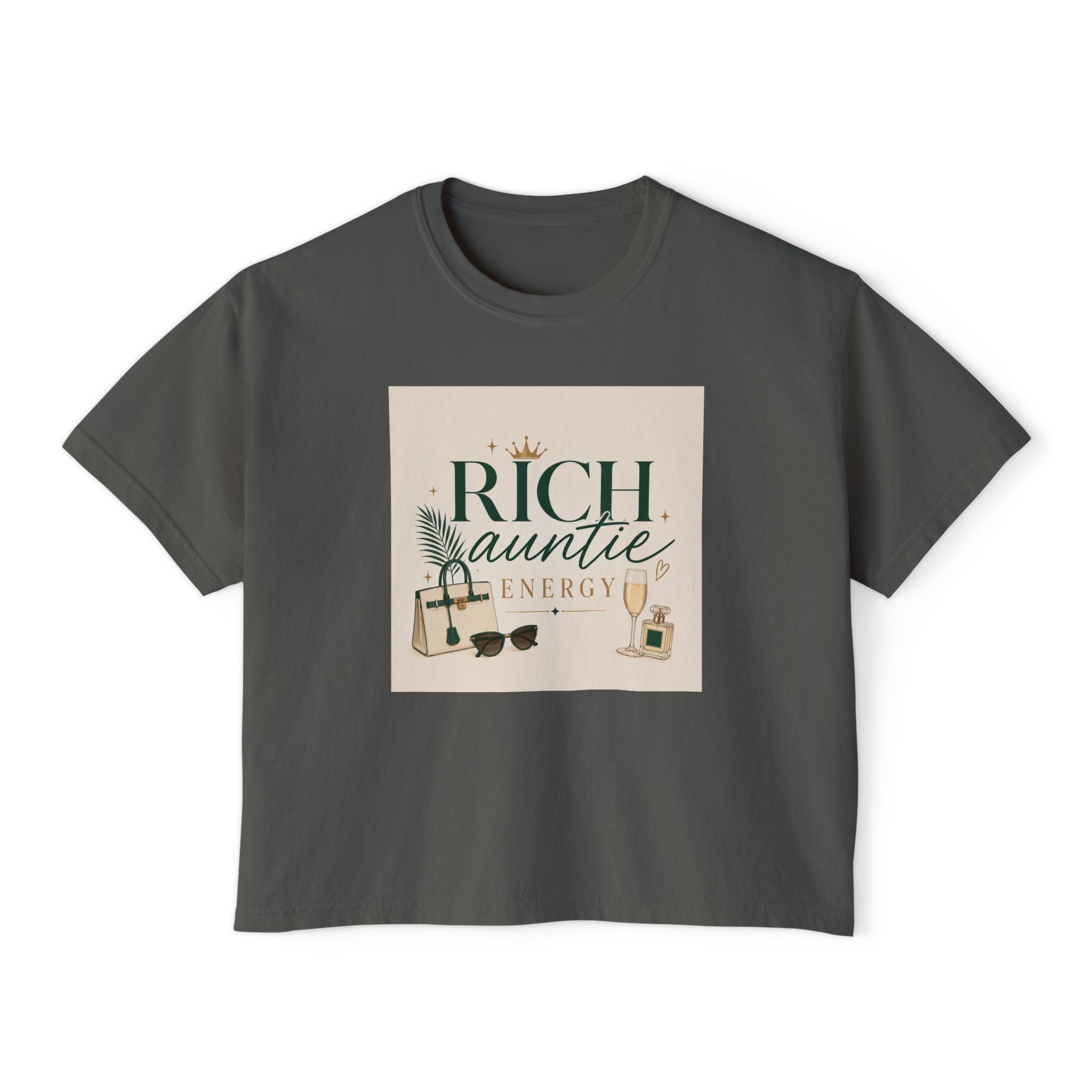 Rich Auntie Energy Boxy Tee — Women's Casual Graphic T-Shirt